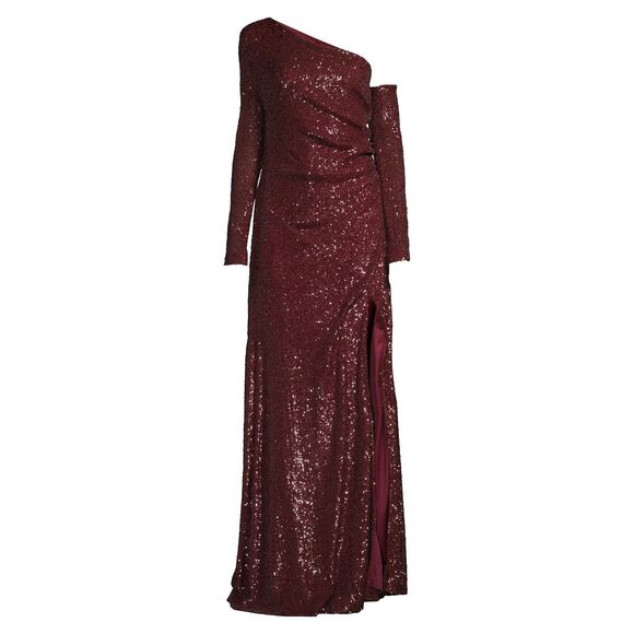 NWT Donna Karan NY Social Occasion Asymmetric Sequined Gown in Scarlet Size 2 - Picture 5 of 13